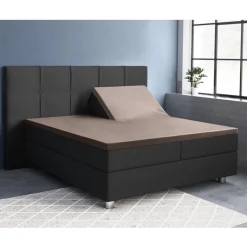 Splittopper hoeslaken katoen-Satijn taupe