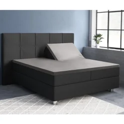 Splittopper hoeslaken katoen-Satijn Grijs