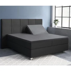 Splittopper hoeslaken katoen-Satijn antraciet