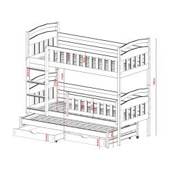 Stapelbed met Lade Bas - 3-persoons - Kinderbed - Leverbaar in 6 kleuren!
