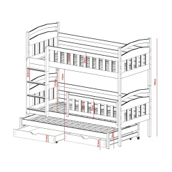 Stapelbed met Lade Bas - 3-persoons - 90 x 200 - Kinderbed