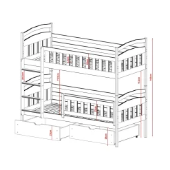 Stapelbed met Lade Ilias - 2-persoons - Kinderbed - Leverbaar in 8 kleuren!