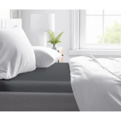 Topper Hoeslaken 100 % Katoen-Satijn Antraciet