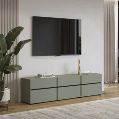 TV-meubel Crotone - 3-kleps incl. 3 lades - Groen