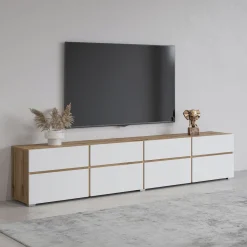 TV-meubel Crotone - 4-kleps incl. 4 lades - Wotan Eiken / Wit