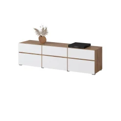 TV-meubel Crotone - 3-kleps incl. 3 lades - Wotan Eiken / Wit