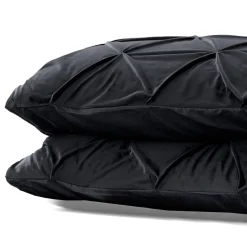 Velvet Pintuck Kussensloop Fluweel Zwart (2 in 1)