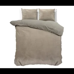 Velvet Uni Dekbedovertrek Taupe/Grijs