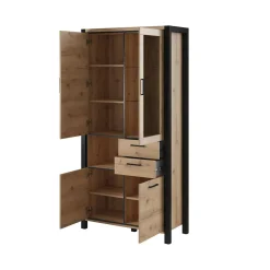 Vitrinekast Akven - 4-deurs incl. 2 lades - Wotan Eiken