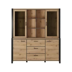 Vitrinekast Akven - 4-deurs incl. 3 lades - Wotan Eiken
