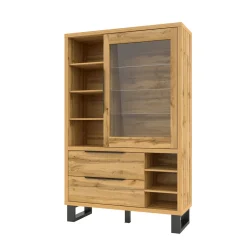Vitrinekast Halmstad - 1-deurs incl. 2 lades - Wotan Eiken