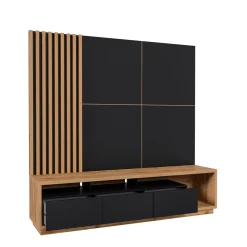 Wandcombinatie Celano - Wotan Eiken / Zwart